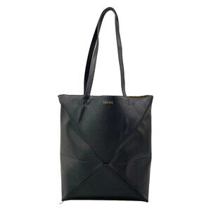 Loewe Puzzle Fold Black Shiny Calf Tote #363355L10B